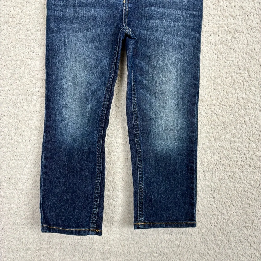 B'gosh Jeans Boys 4T Blue‎ Adjustable Waist Whiskered Classic Straight Leg Denim